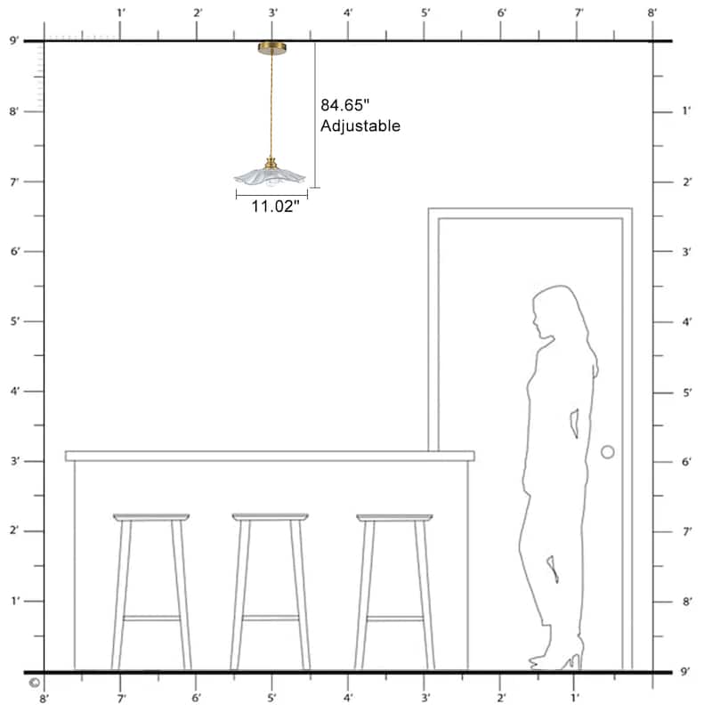 11" Flower-Shaped Red & White Gradient Glass Pendant Light Modern - Dia.11.02-in