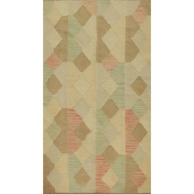 Hand Woven Oriental 100% Wool Carpet Southwestern Modern Multi-Colored Kilim Area Rug - 5' 1'' X 3' 0''
