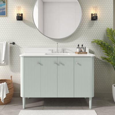 Haley Bathroom Vanity in Soft Sage with White Engineered Stone Top