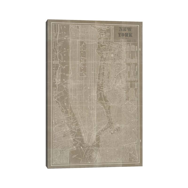 iCanvas "Blueprint Map New York Taupe" by Sue Schlabach Canvas Print