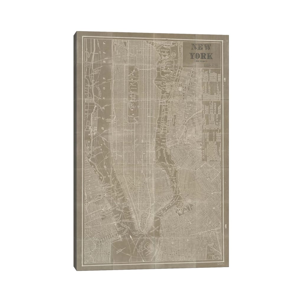 iCanvas "Blueprint Map New York Taupe" by Sue Schlabach Canvas Print