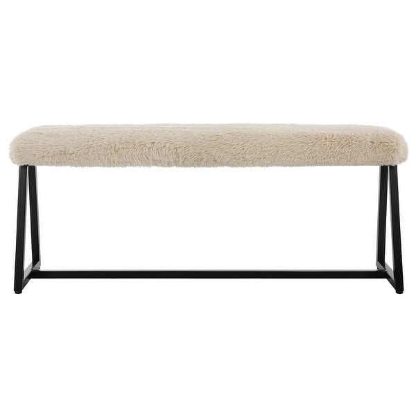 slide 2 of 7, Uttermost Taupo Sheepskin Bench - 48"W x 20"H x 12.25"D