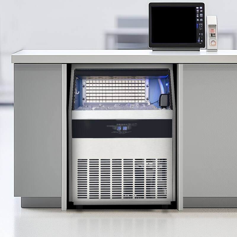 Silver Freestanding Ice Maker Machine with 88 lbs Storage and Self-Cleaning LED Digital Panel - 26 x 24 x 36.4 in