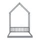preview thumbnail 10 of 8, Grey Full Size Pine Wood Roof-framed Headboard Floor Bed