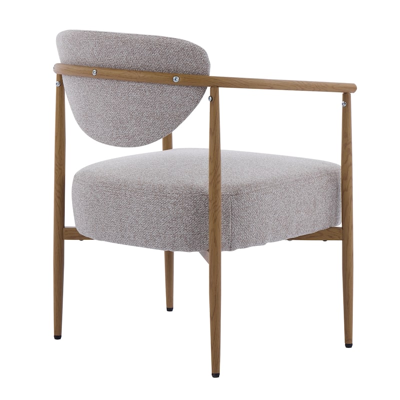 Anmytek Beige fabric color dining room chair,Modern Curved Back Wood Look Frame for Living Room Bedroom