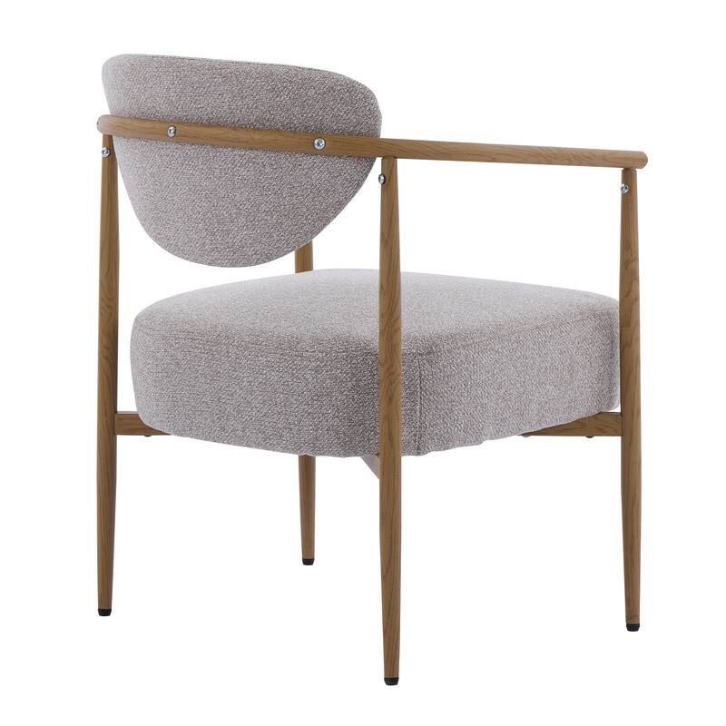 Beige Vanity Chair Dining Chair Accent Chair Set of 2 Reception Chair Fabric Kitchen Chair with Metal Legs