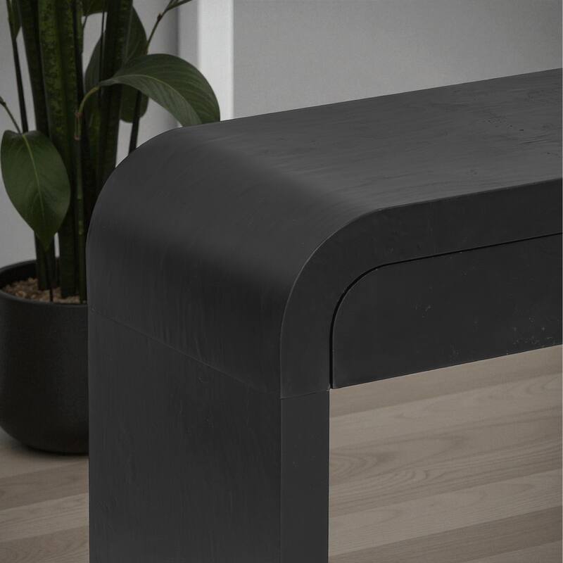 60'' Modern Wooden Console Table with Burl Veneer, 2 Drawers and Metal Handles, Entryway Table for Living Room or Hallway