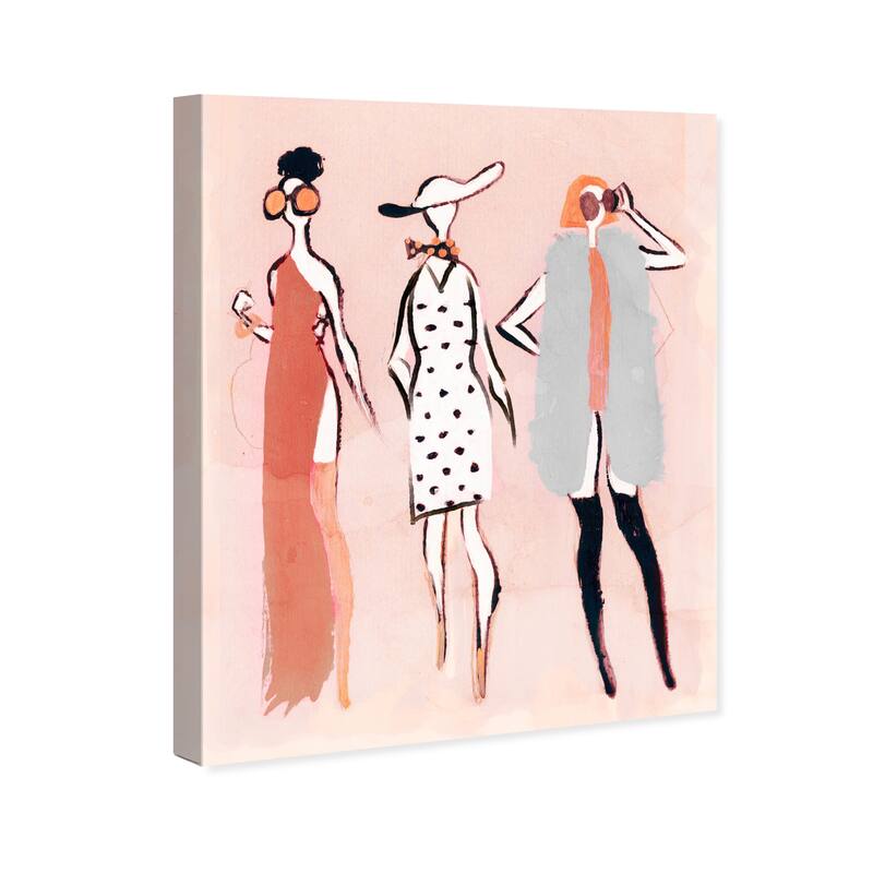 Wynwood Studio Fashion and Glam Thigh High Girls Pink and Pastel Pink Glam Wall Art Canvas Print