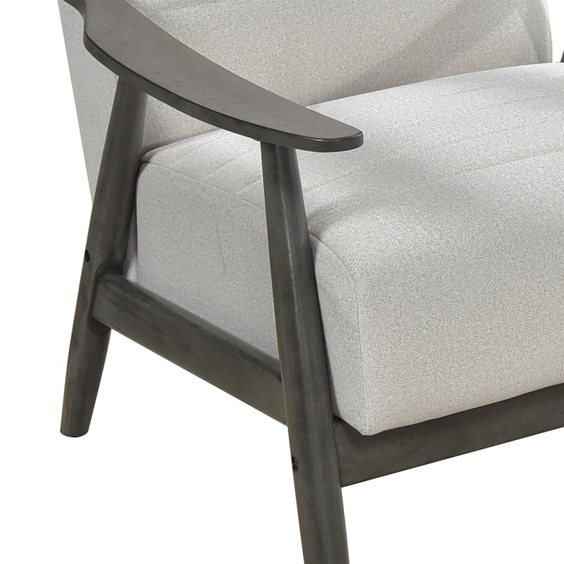 Transitional Pearl-Hued Velvet Accent Chair with Dark Gray Frame