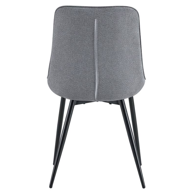 Modern Fabric Dining Chair w/ Grid Pattern and Metal Frame (Set of 2)
