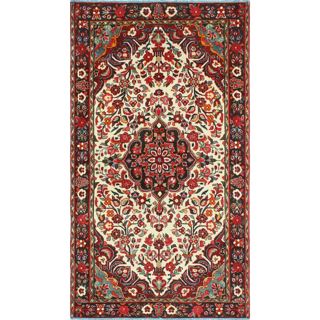 Fine Vintage Bakhtiari Austen Ivory/Red Rug - 5'4" x 9'5"