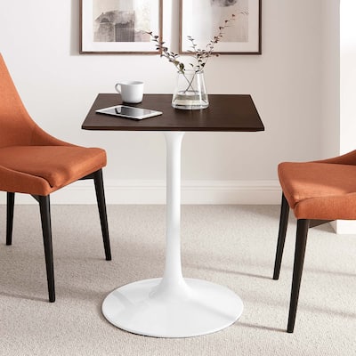 Modway Lippa 24" Square Dining Table in White Cherry Walnut