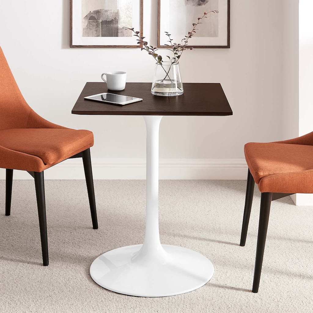 Modway Lippa 24" Square Dining Table in White Cherry Walnut