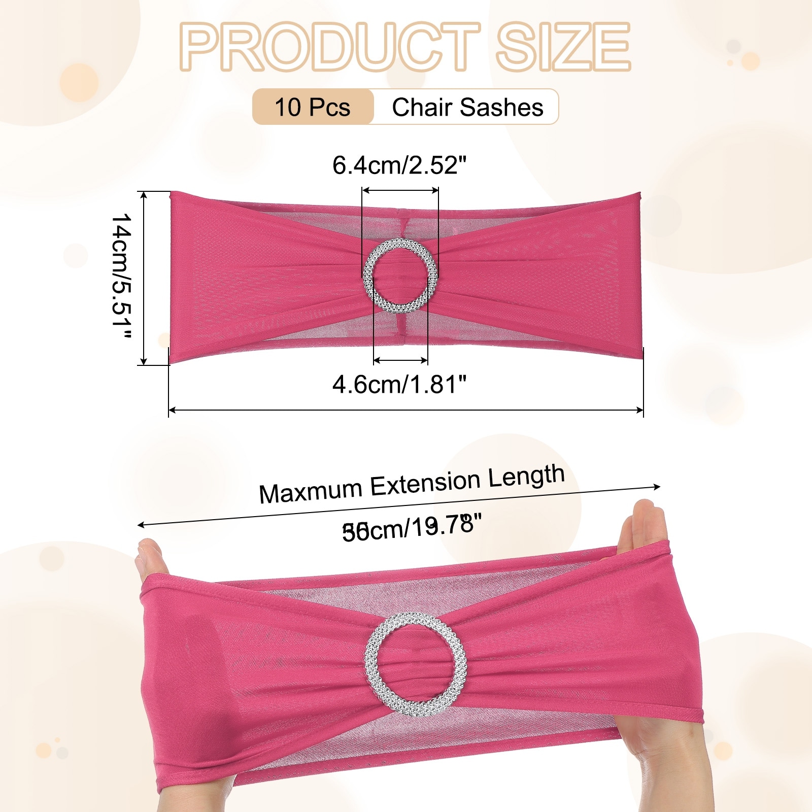 Chair Sashes, Stretch Chair Cover Band with Buckle Slider Polyester Bows Cover Band Universal Elastic Ties - 35cm x 14cm