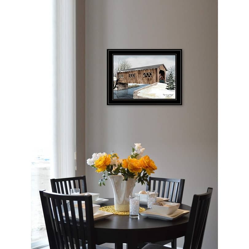 TrendyDecor4U Farmhouse "The Kissing Bridge" Framed Print Wall Art by Billy Jacobs