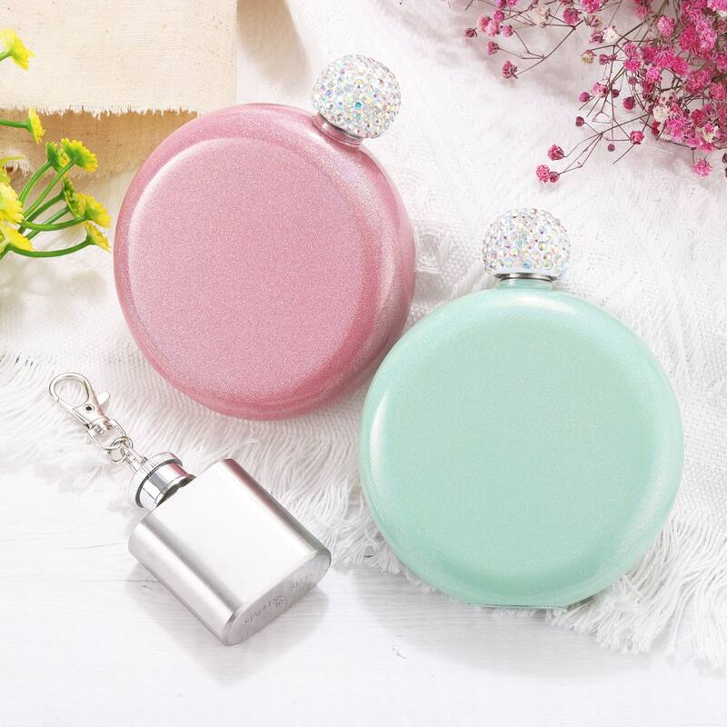 1oz 30ml Stainless Steel Round Hip Flask for Camping Outdoor Activity - Silver