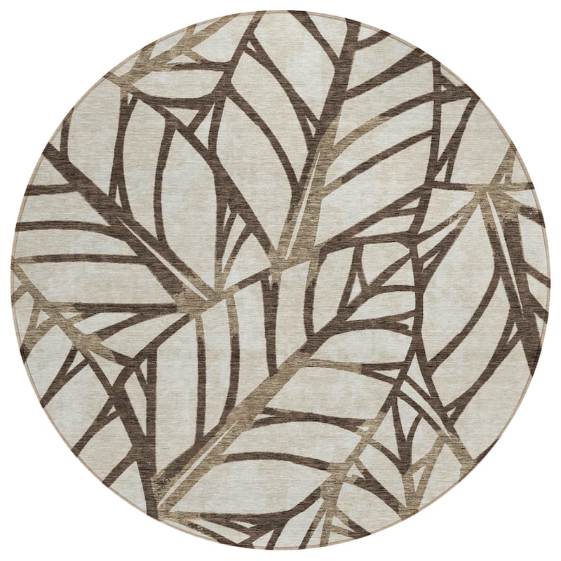 Machine Washable Indoor/ Outdoor Chantille Modern Palm Rug