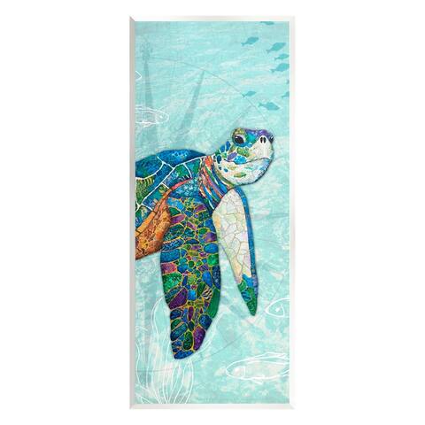 Stupell Industries Sea Turtle Underwater Ocean Mosaic Style Collage Wood Wall Art, Design by Lisa Morales
