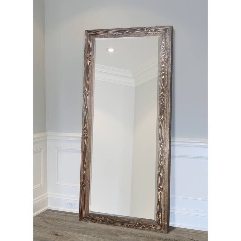 Barnwood Wood Full Length Mirror - Distressed Walnut-62X27 - Walnut Barnwood - 62X27