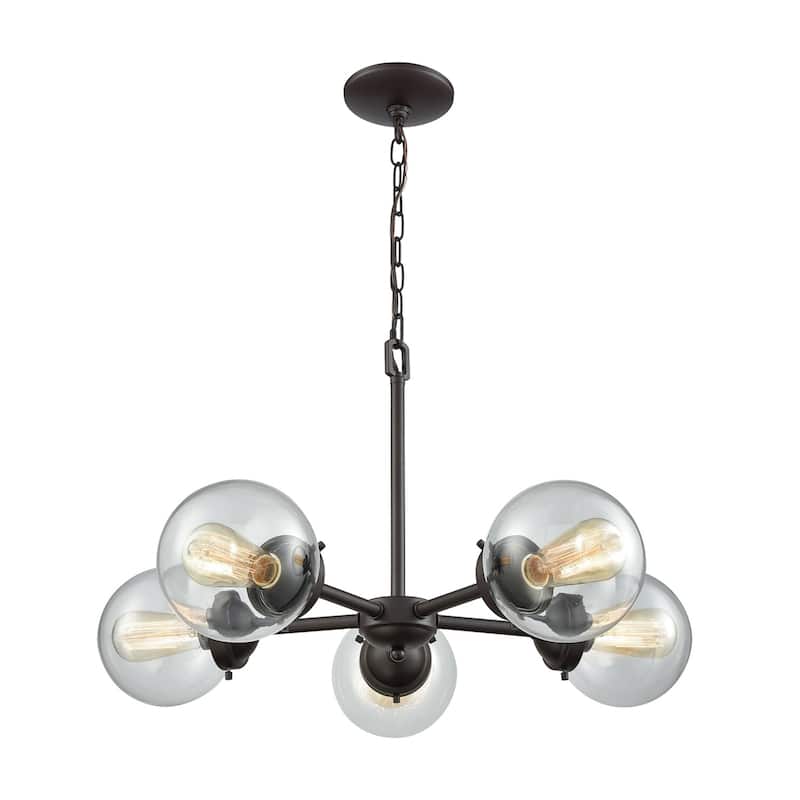 Elk Home Beckett Oiled Bronze With Clear Glass 5 Light Chandelier