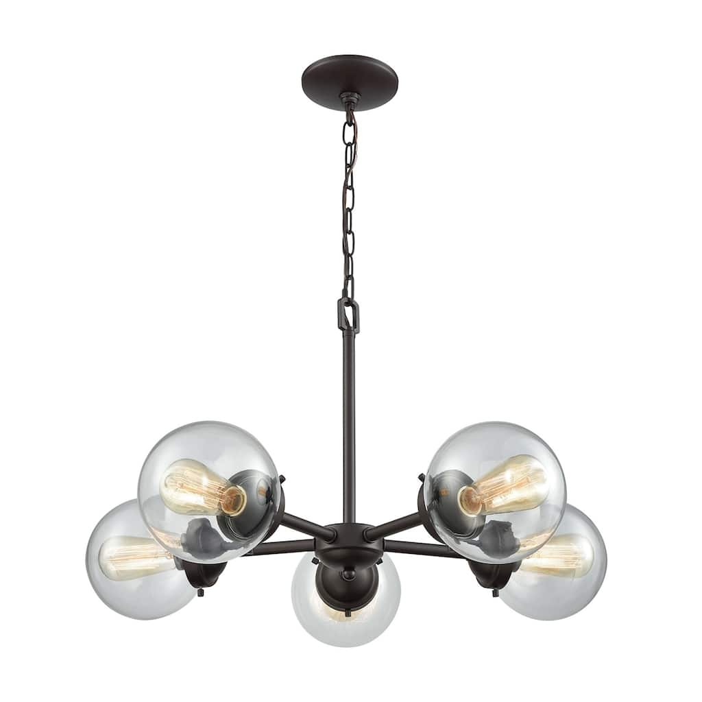 Elk Home Beckett Oiled Bronze With Clear Glass 5 Light Chandelier