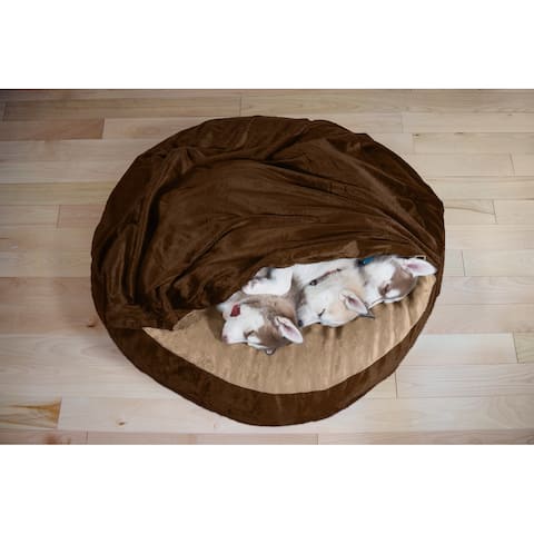 FurHaven Pet Bed Microvelvet Snuggery Cooling Gel Burrow Dog Bed