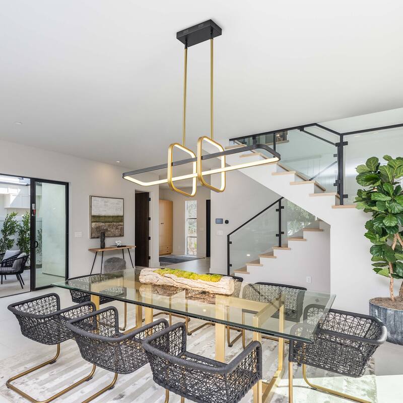 Modern LED Linear Chandelier Kitchen Island Lights for Dining Room - W34.25"