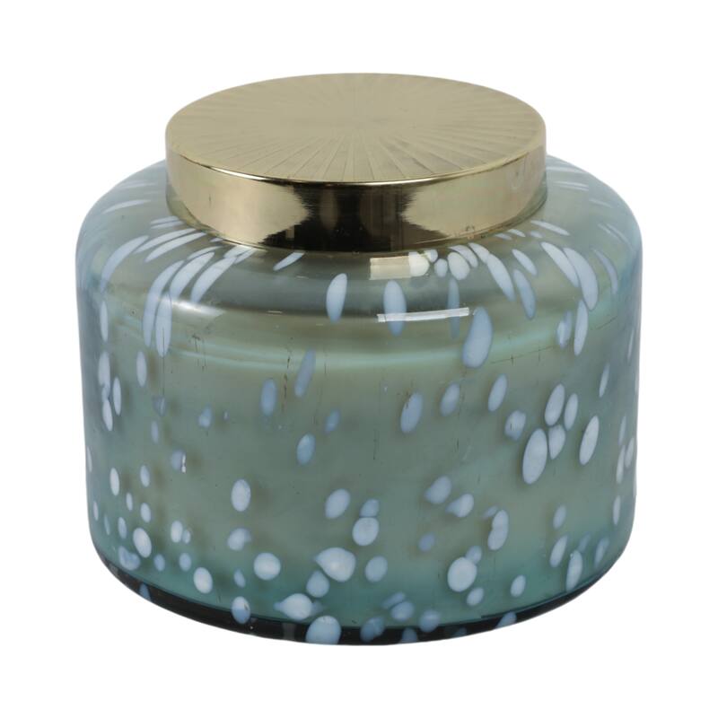 Decorative Glass Jar Candle with Metal Speckled Lid - 7" x 7" x 6"