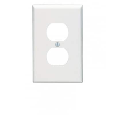 American Imaginations 3.12 in. x 4.87 in. x 0.25 in. Plastic Electrical Receptacle Plate in White; White Hardware - N/A