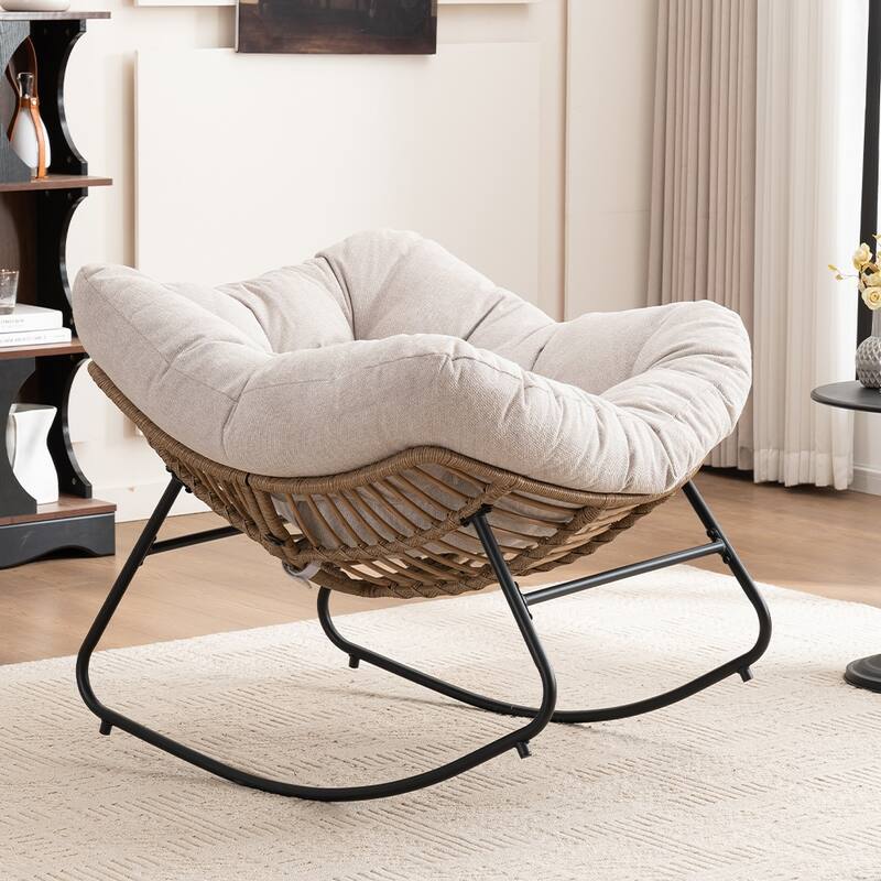 Rocking Chair, Chenille Upholstered Accent Chair, Modern Nursery Rocking Chair for Living Room, Bedroom, Apartment