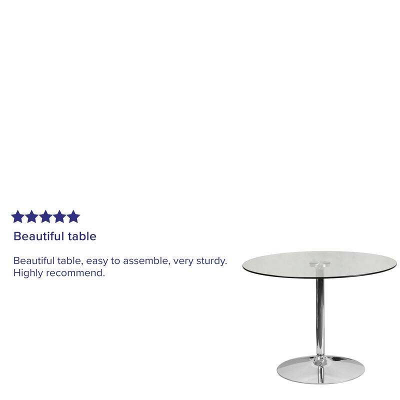39.25" Round Glass Table with 29"H Chrome Base - 39.25"W x 39.25"D x 29"H