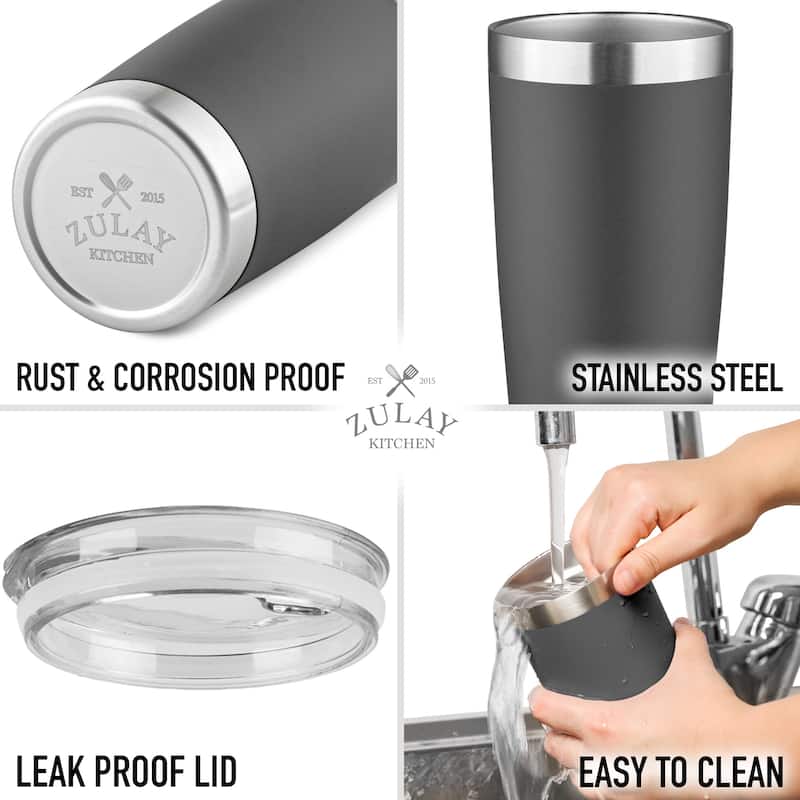 Zulay Kitchen 20oz Stainless Steel Tumbler With Lid and Straw