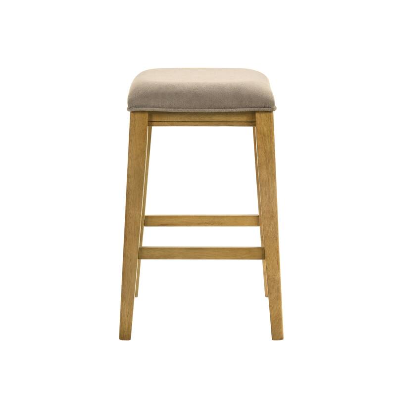 Jane Contemporary Transitional Backless Wood Counter Height Kitchen Bar Stool with Fabric Upholstered Seat