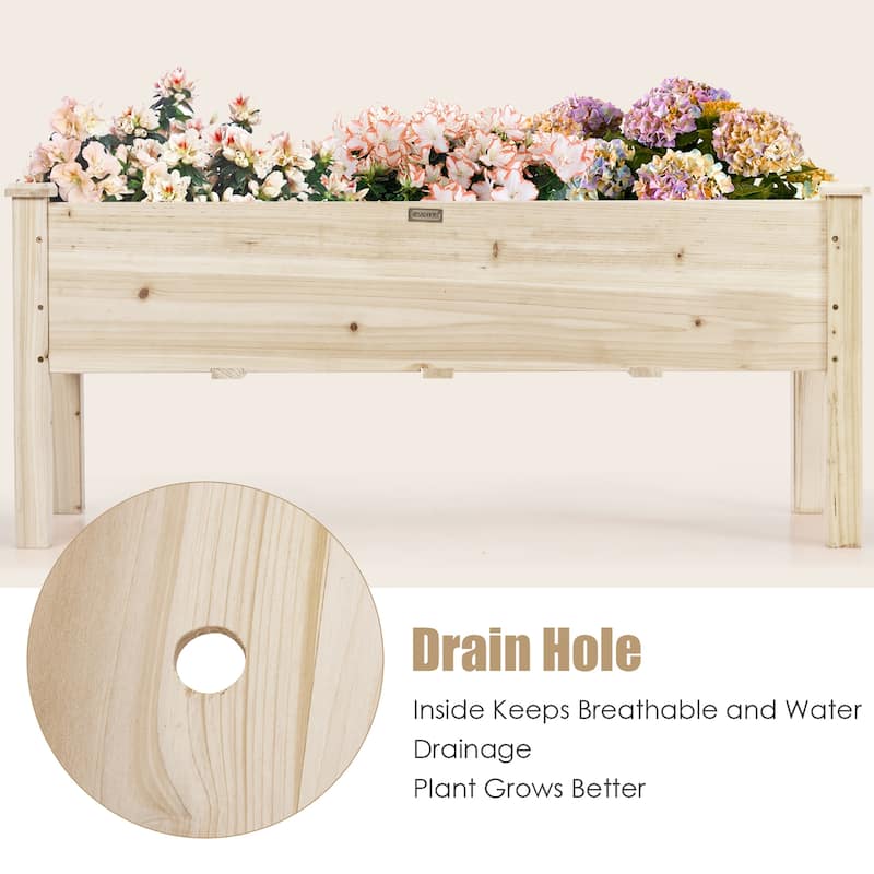 Costway Raised Garden Bed Elevated Planter Box Wood for Vegetable