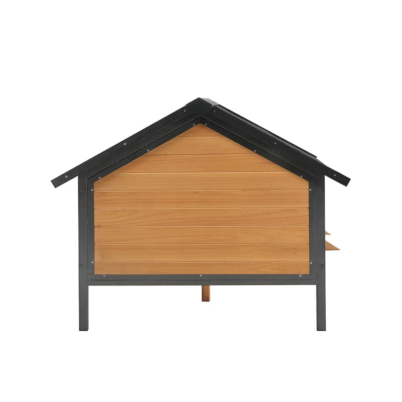 Outdoor Wooden Elevated Dog House Pet House with Porch, Metal Frame, Waterproof, Suitable for Medium and Large Dogs
