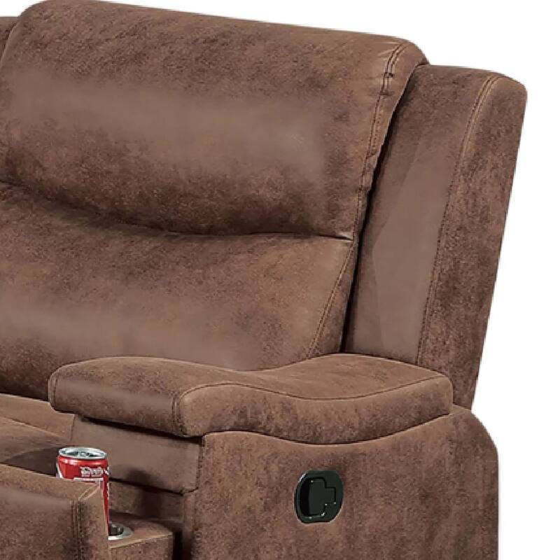 Verra Manual Recliner Lounge Chair, Walnut Tufted Faux Leather
