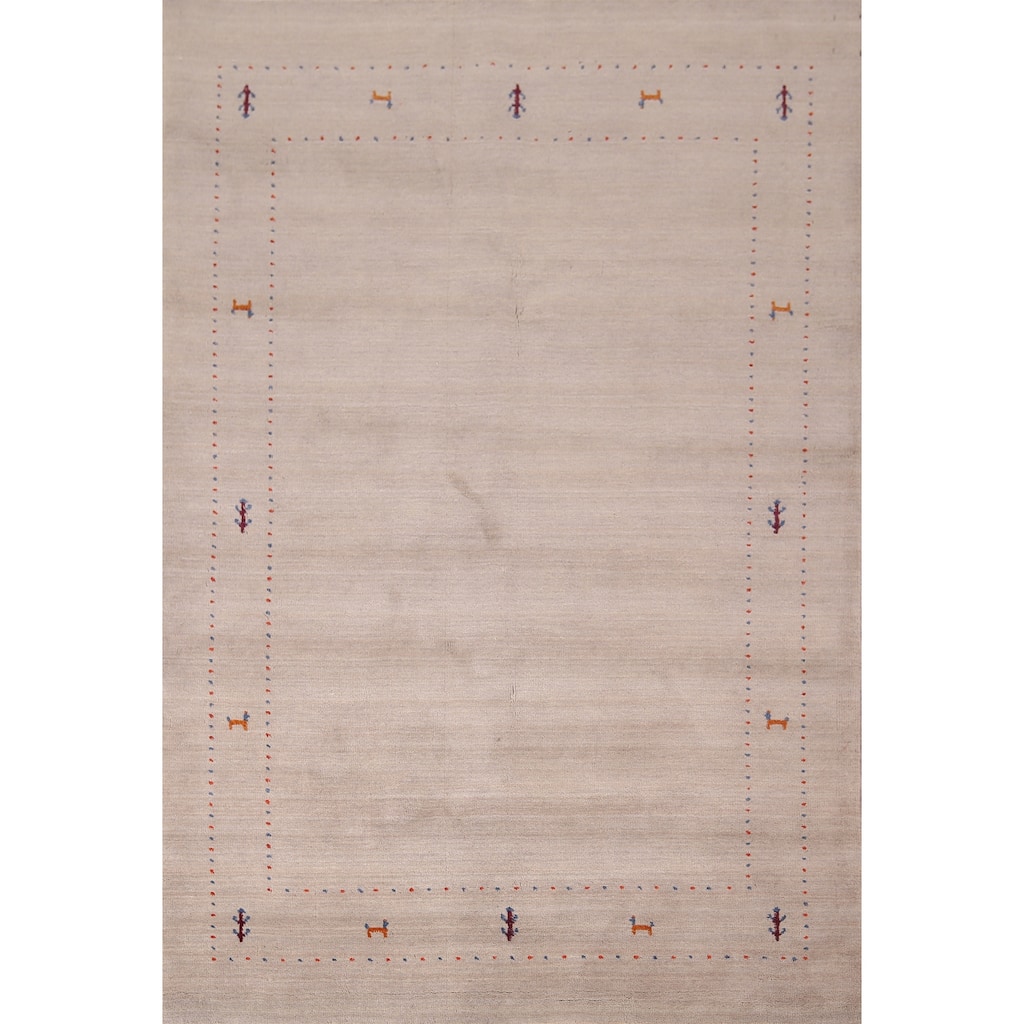 Animals Tribal Gabbeh Oriental Area Rug Handmade Wool Carpet - 5'4"x 7'6"