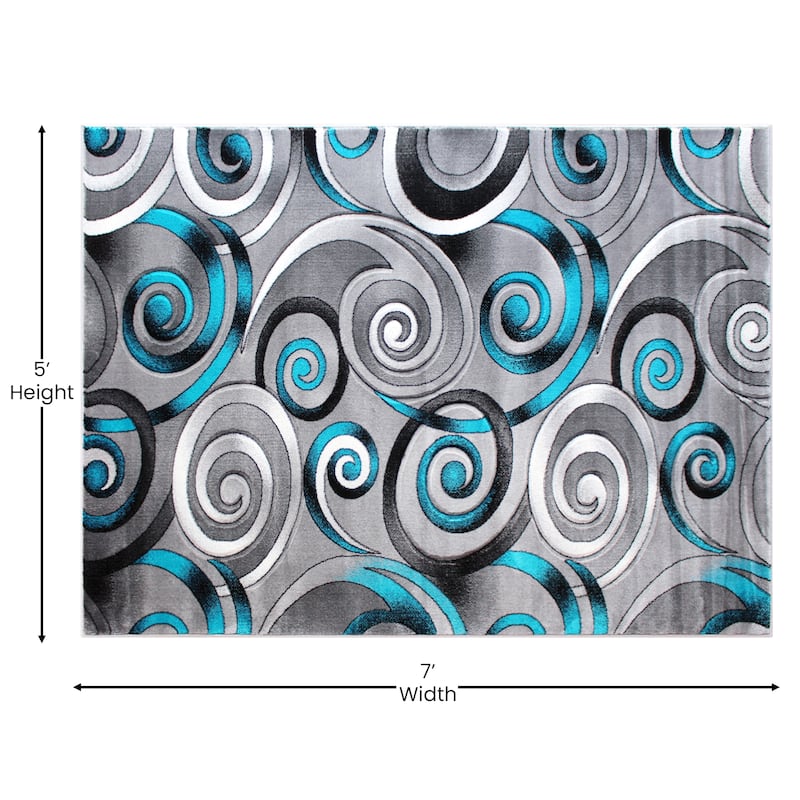 Modern Spiral Patterned Olefin Indoor Area Rug