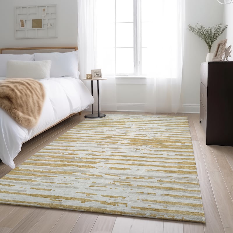 Premium Washable Super Soft Modern Scratches Mayfield Rug - Gold - 3' x 5'