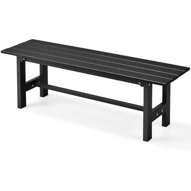 47" Outdoor Chair with Slatted Seat Plastic Coated Iron Frame - 47" x 14" x 16"