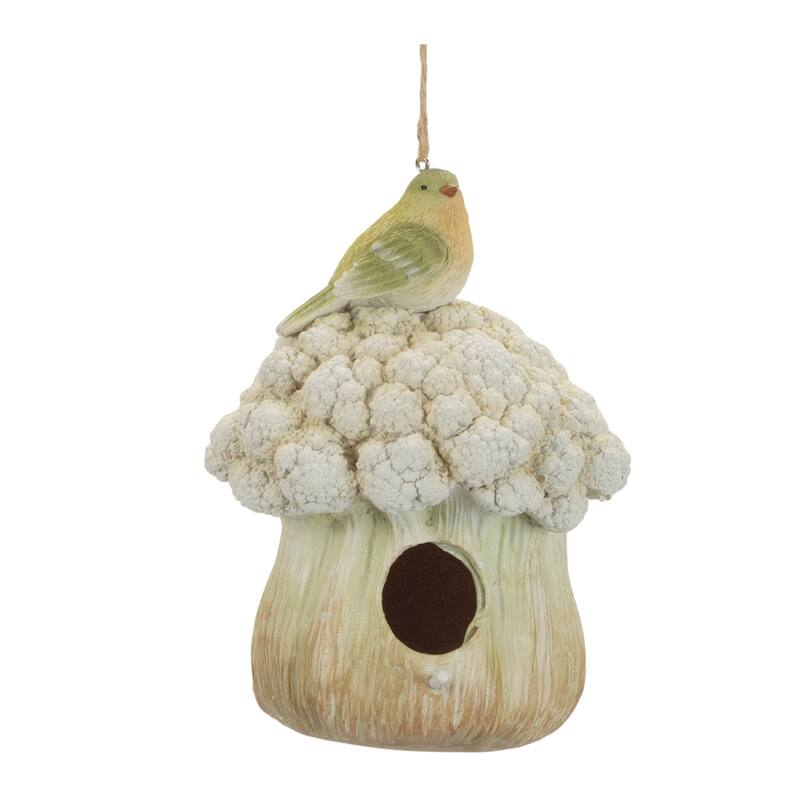 Cauliflower Birdhouse and Birdbath Ornaments - 7.25" - 2ct