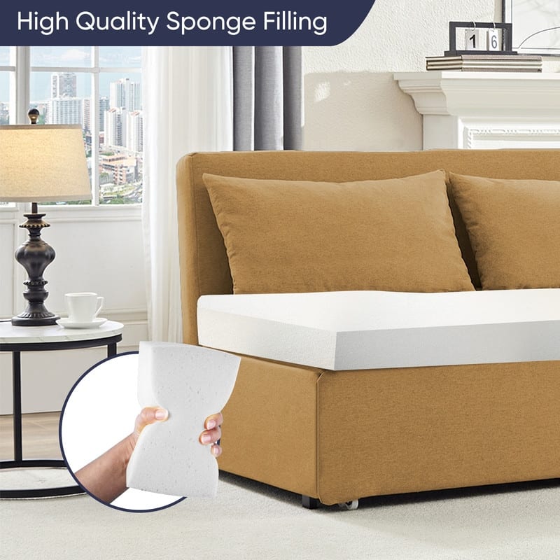 Mixoy Full/Queen Size Sofa Bed,2 in 1 Convertible Linen 1-Seater/Loveseat Sleeper Sofa Couch with Cushions