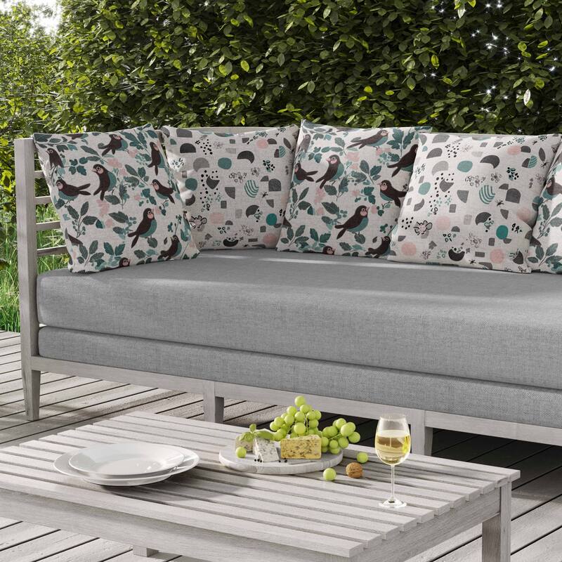 Sweet Tweets Indoor/Outdoor Reversible Throw Pillow Green and Pink