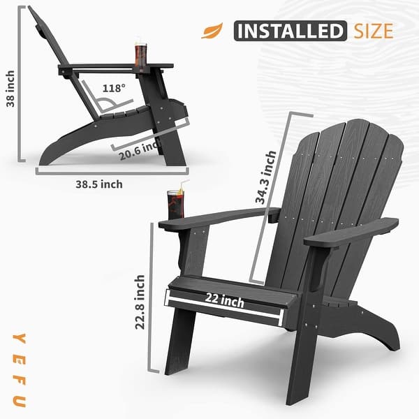 dimension image slide 1 of 7, WINSOON HIPS Oversized Adirondack Chair with Cup-Holder