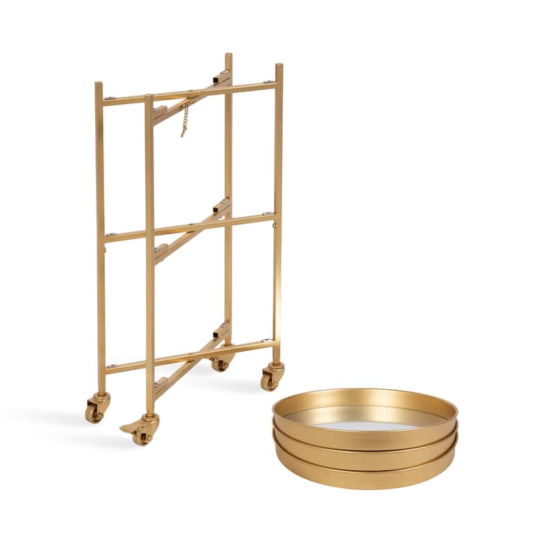 Kate and Laurel Celia Round Metal Bar Cart
