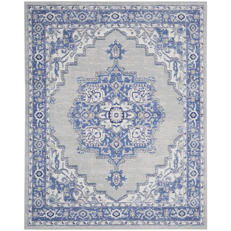 Power Loomed Distressed Floral Non Skid Stain Resistant Area Rug - 120' X '96' X '0.39