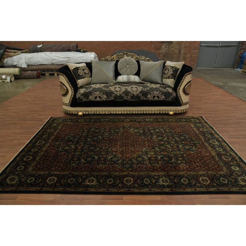 Hand Knotted Oriental 100% Wool Carpet Traditional All-Over Red Tabriz Area Rug - 9' 3'' X 6' 1''