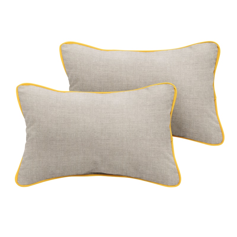 Sunbrella Cast Silver/ Sunflower Yellow Indoor/ Outdoor Pillows (Set of 2) - 12 in x 24 in