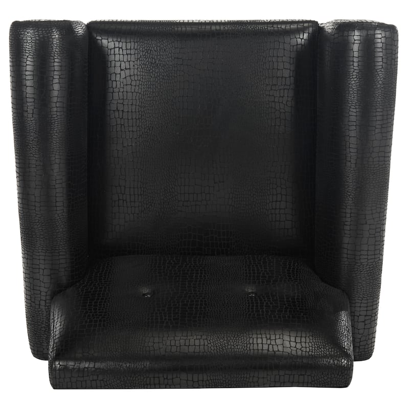 SAFAVIEH Mid-Century Modern Glam Mira Leather Black Club Chair - 32" x 29" x 36.5"
