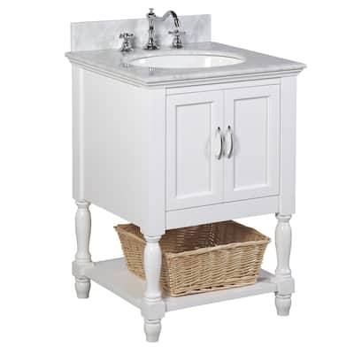 KitchenBathCollection Beverly 24" BathroomVanity w/ Carrara Marble Top